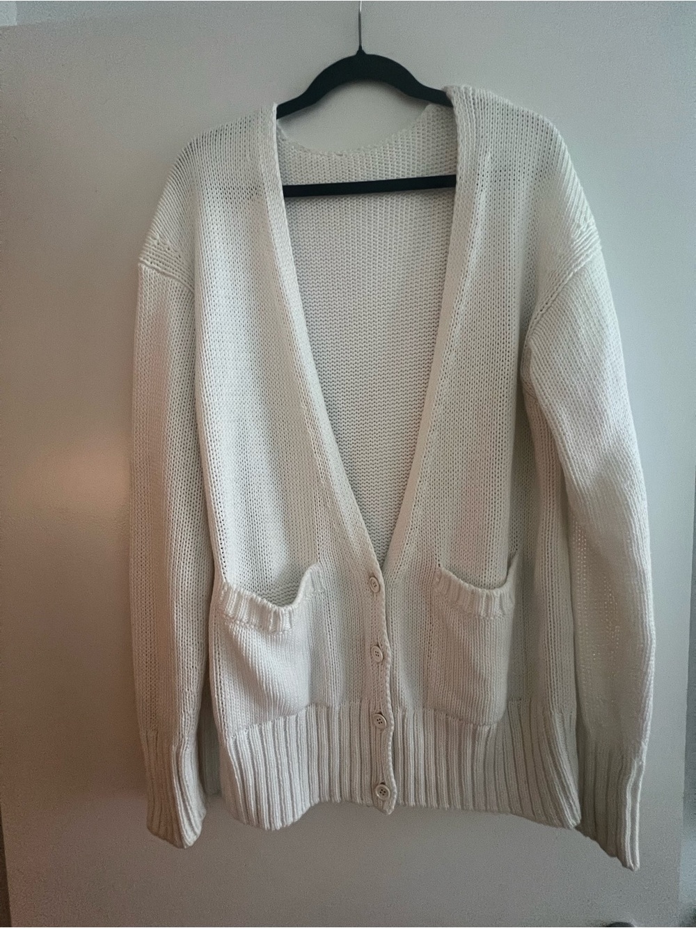 Another Tomorrow Classic Cream Open-Front Women's Cardigan Sweater